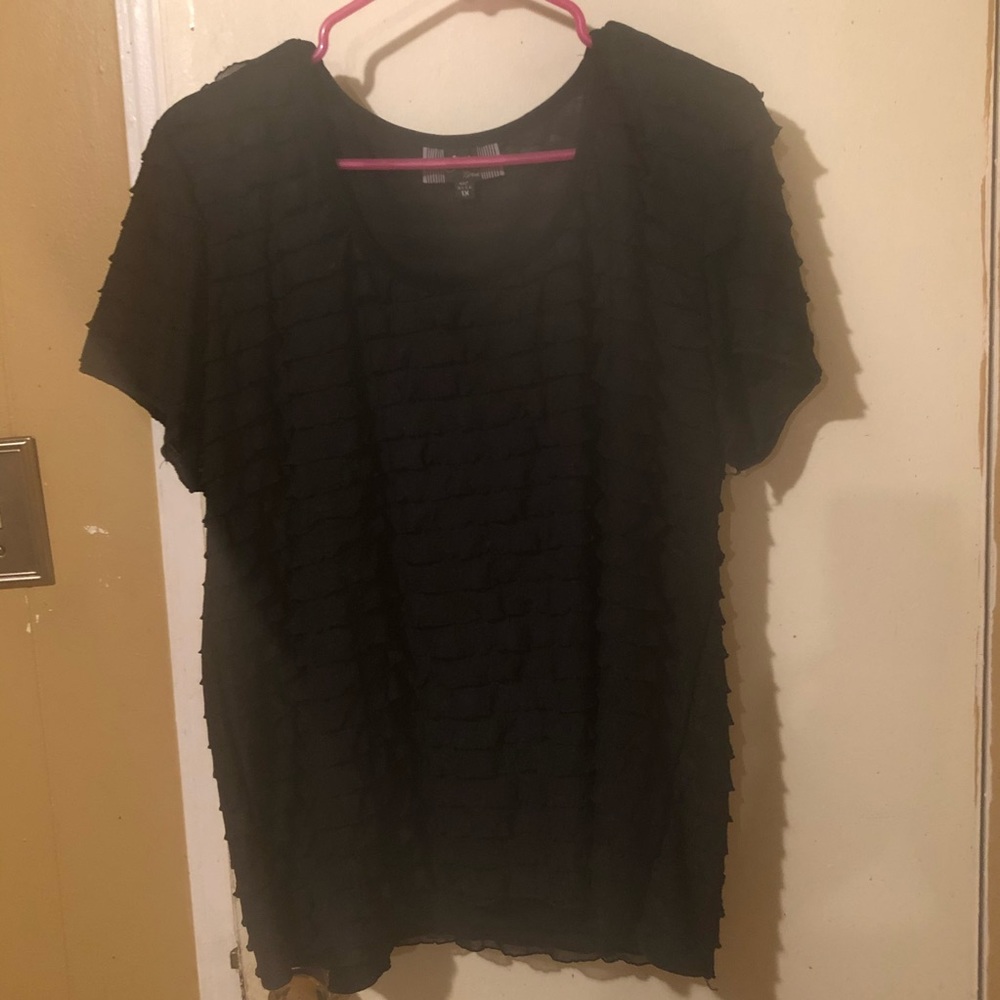 🧡SALE $6 Slinky Brand Womens Ruffled Blouse 1X